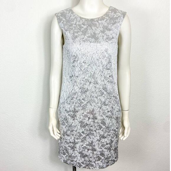 LK Bennett Silver‎ Cocktail Dress Size 4 Metallic Textured Mini Sheath DR-Vienna - Picture 1 of 10